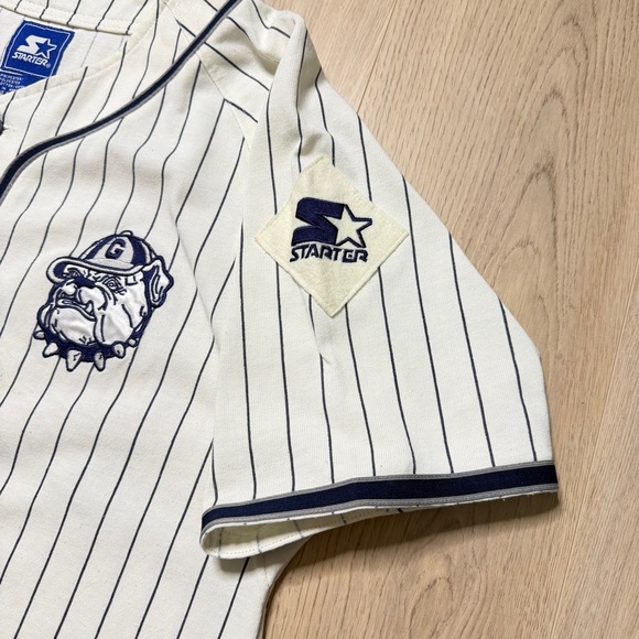 Vintage Starter Georgetown Hoyas Pinstripe Cotton Baseball Jersey Mens Large 90s - Picture 5 of 13